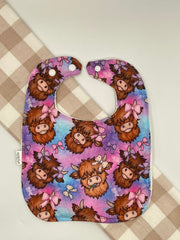 Baby Bib | Purple Highland Cows
