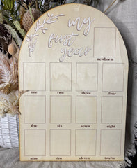 My First Year Wooden Milestone Photo Frame | White