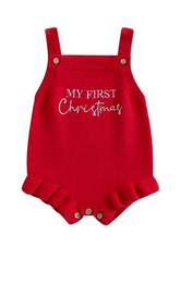 My First Christmas Romper | Red