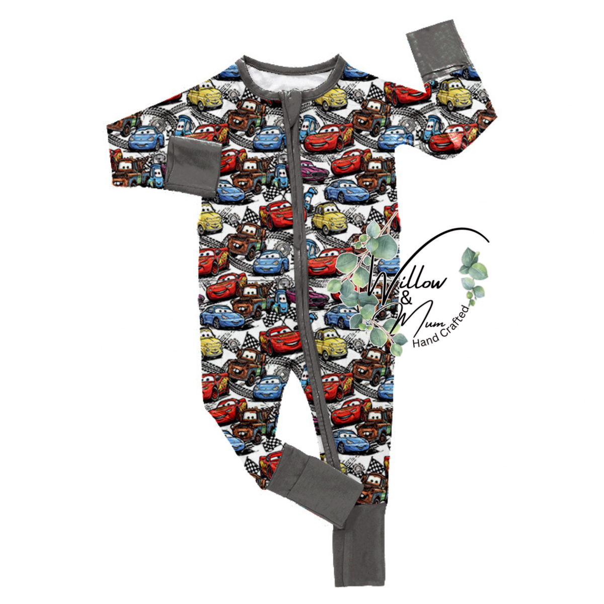 Organic Bamboo Growsuit | Racing Cars