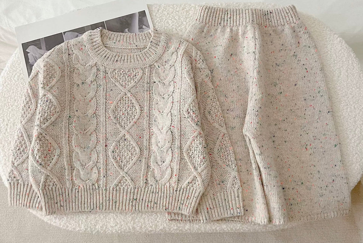 Beige Knit Kids 2pcs set