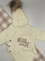Hello World Frill Romper | Cream