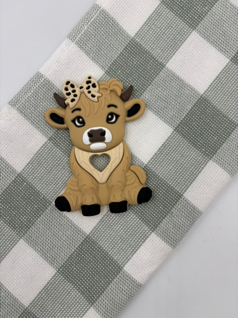 Light Brown Highland Cow Silicone Teether