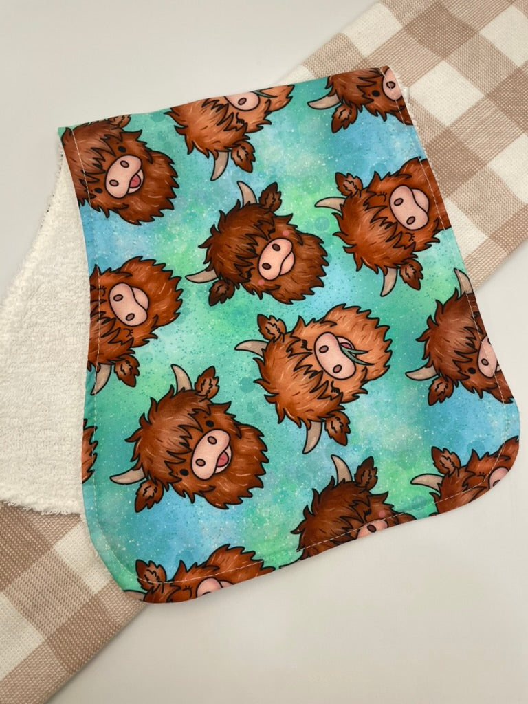 Large Baby Burp Cloth | Highland Cows