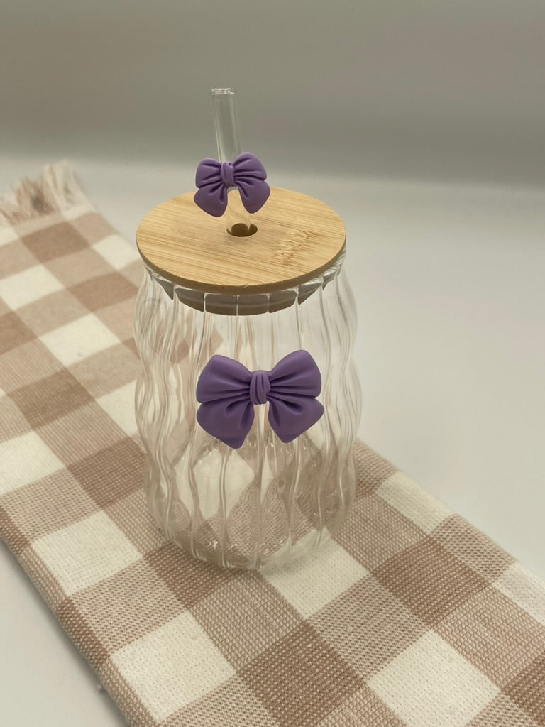 Glass Bow Tumbler  | Purple squiggle