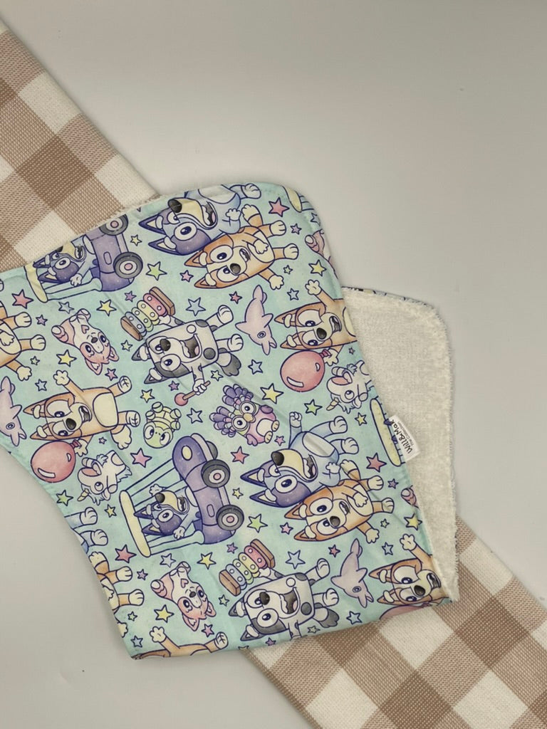 Large Baby Burp Cloth | Blue dog