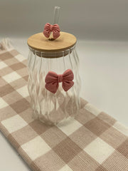 Glass Bow Tumbler  | Pink Squiggle