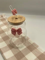 Glass Bow Tumbler  | Pink wave