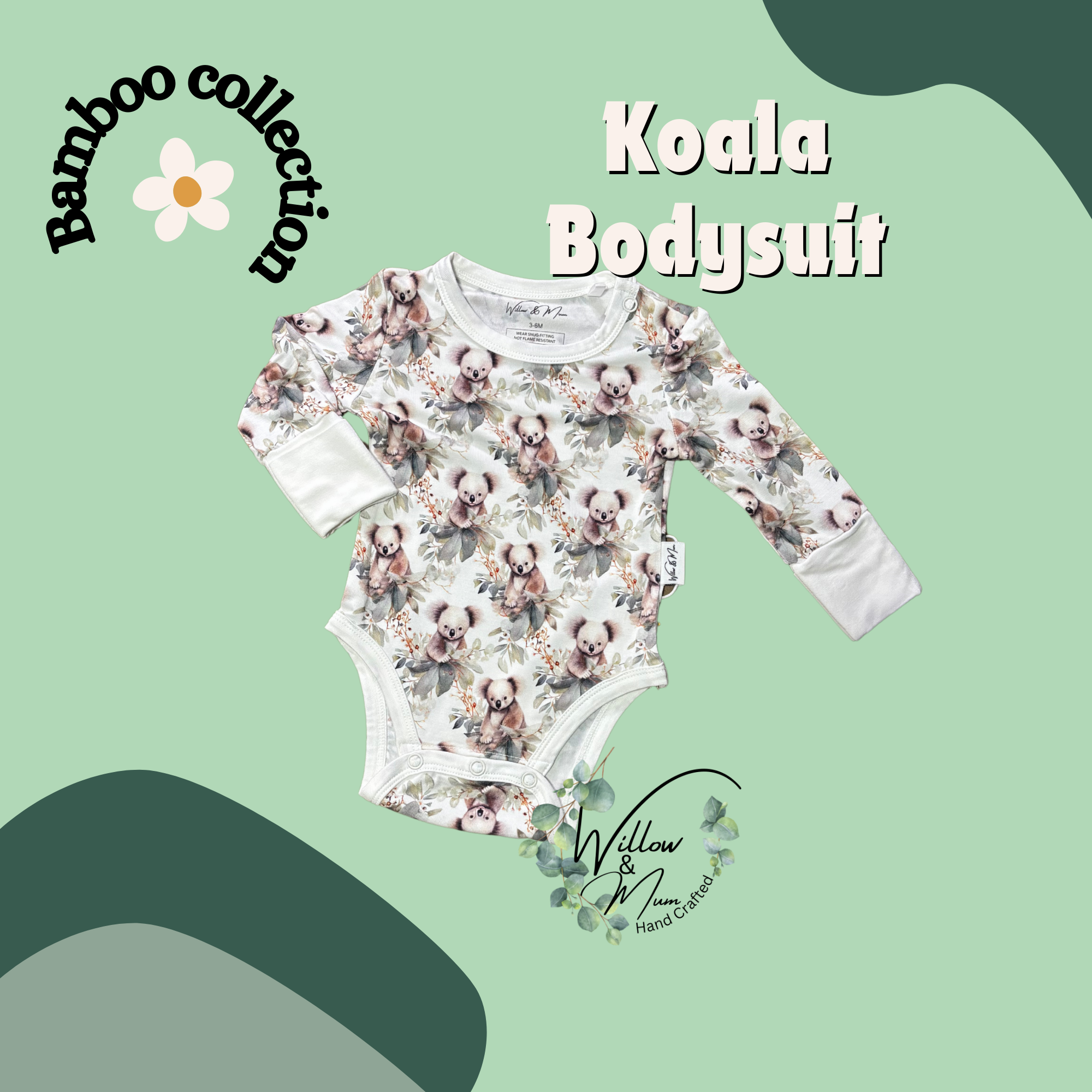 Leafy Koalas Organic Bamboo  Bodysuit