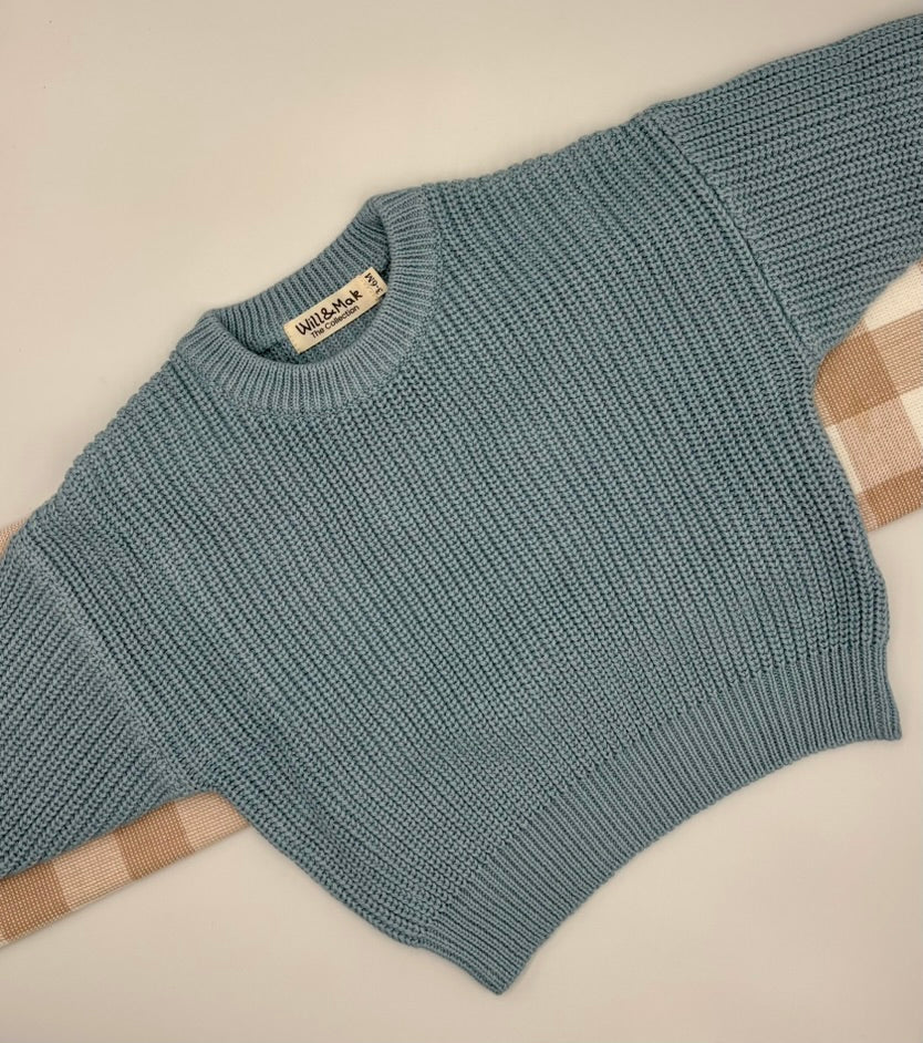 Chunky Knit Jumper -Skye Blue