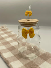 Glass Bow Tumbler  | Yellow Wave