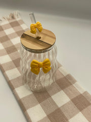 Glass Bow Tumbler  | Yellow Squiggle