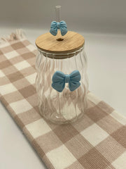 Glass Bow Tumbler  |Blue Squiggle