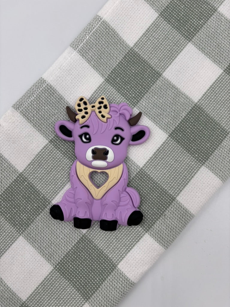 Purple Highland Cow Silicone Teether