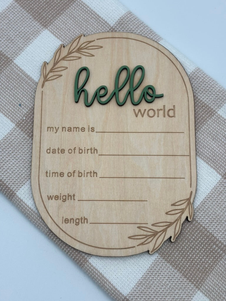 Emerald Hello World Baby Sign