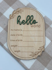 Emerald Hello World Baby Sign