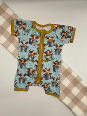 Organic Bamboo Romper | Cows in Bath