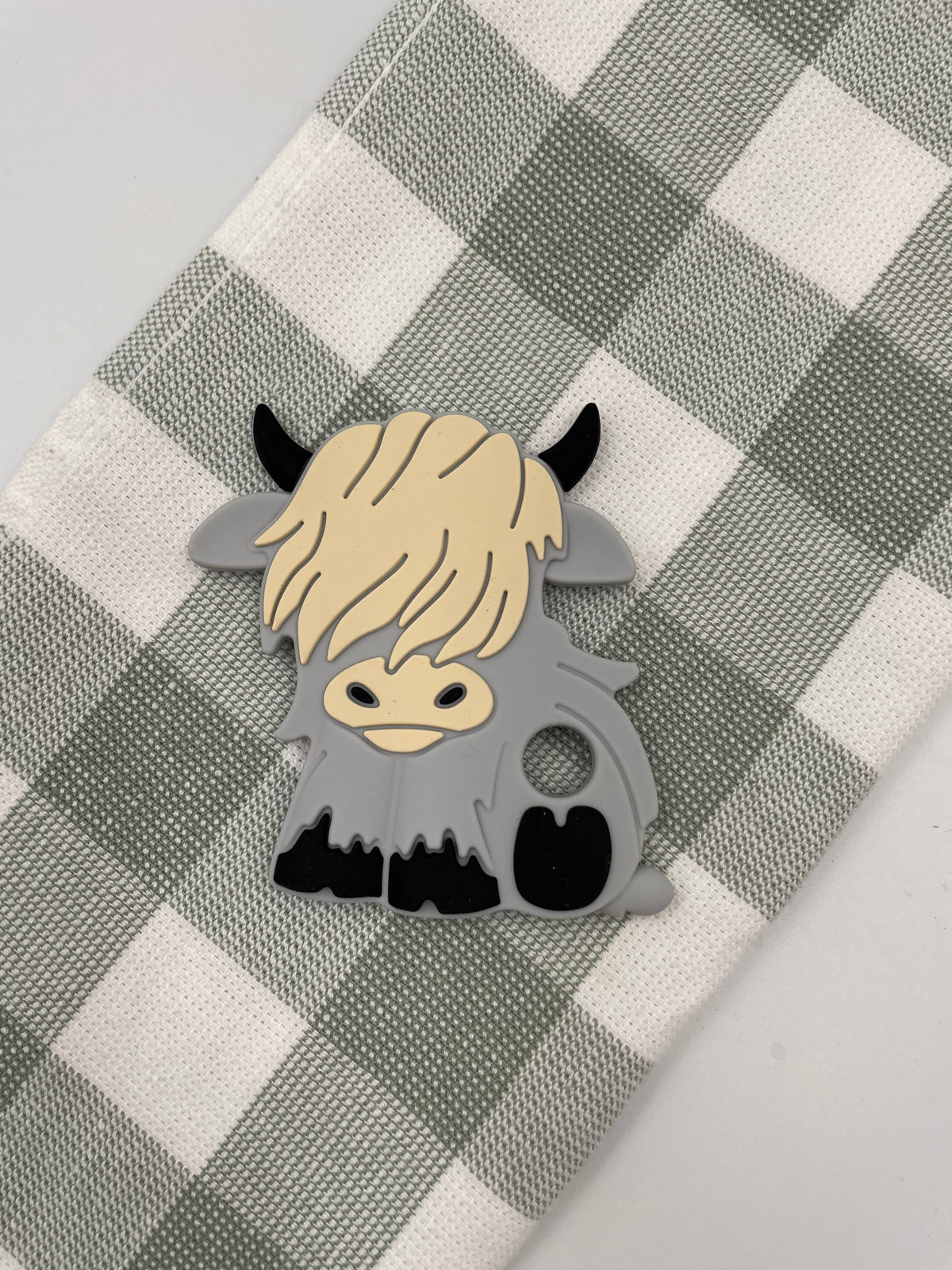 Highland Cow Silicone Teether Grey
