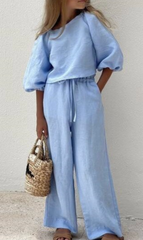 Alisha 2pcs Linen Set | Blue