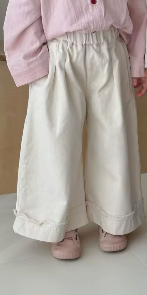 Cream  Wide Leg Pants